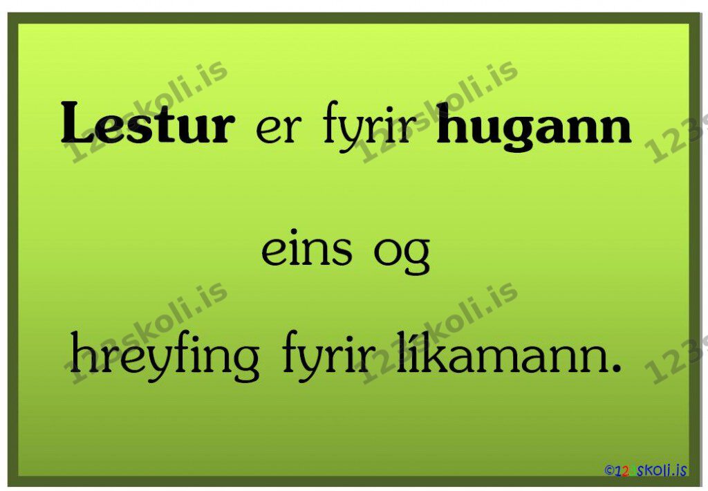 Forskoðunarmynd fyrir Lestur er fyrir hugann eins og hreyfing fyrir líkamann.