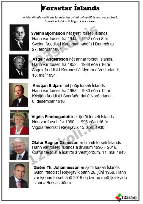 Forskoðunarmynd fyrir Hver er forsetinn?  Léttur lesskilningur um forseta Íslands