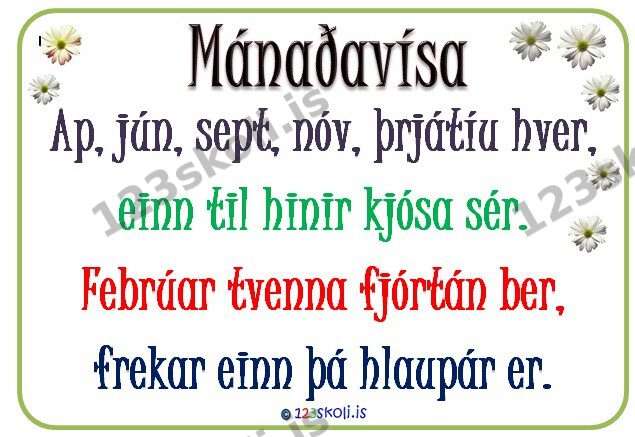 Forskoðunarmynd fyrir Mánaðavísan