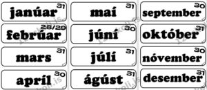 Forskoðunarmynd fyrir Mánuðir með dagafjölda