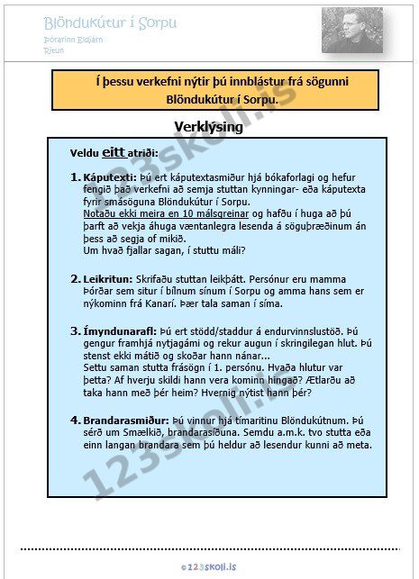 Forskoðunarmynd fyrir Margslungið ritunarverkefni – innblásið af Blöndukútnum í Sorpu