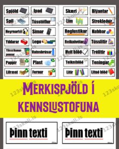 Forskoðunarmynd fyrir Merkimiðar í kennslustofuna –  28 spjöld og form til að bæta við