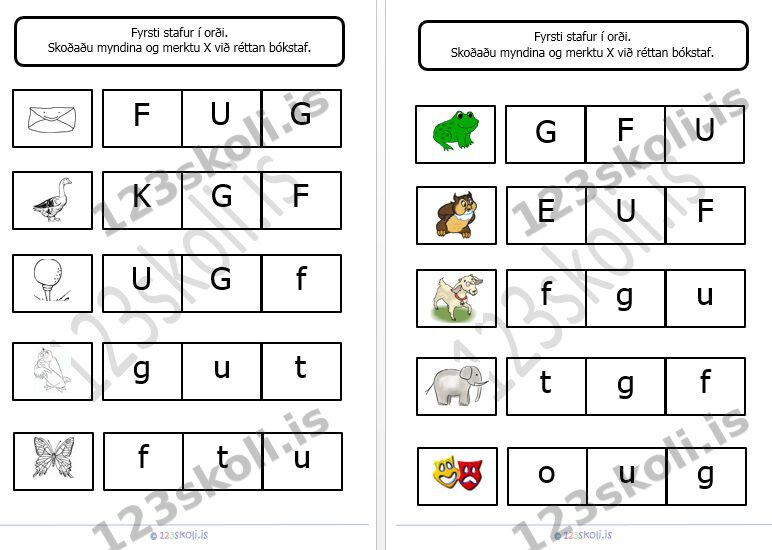 Forskoðunarmynd fyrir Mynd og stafur  F – U – G