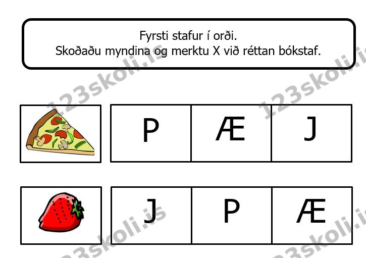 Forskoðunarmynd fyrir Mynd og stafur – P Æ J