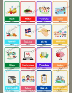 Forskoðunarmynd fyrir Sjónrænt skipulag – Grunnskóli / stundatafla – Leifturspjöld (FlashCards)