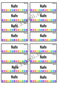 Forskoðunarmynd fyrir Nafnamiðar – Doppur – Þinn texti