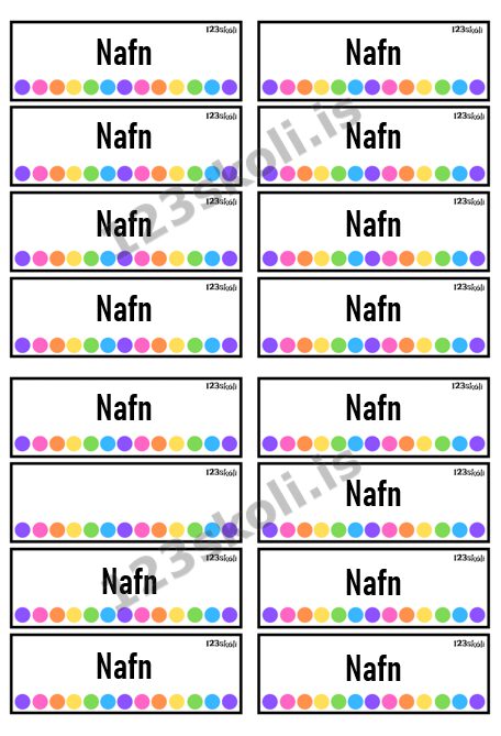 Forskoðunarmynd fyrir Nafnamiðar – Doppur – Þinn texti