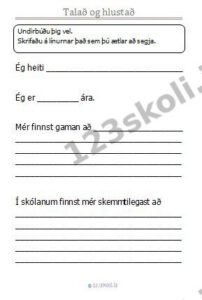 Forskoðunarmynd fyrir Nemandi kynnir sig