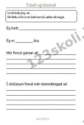 Forskoðunarmynd fyrir Nemandi kynnir sig