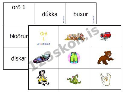 Forskoðunarmynd fyrir Orðabingó með áherslu á b og d