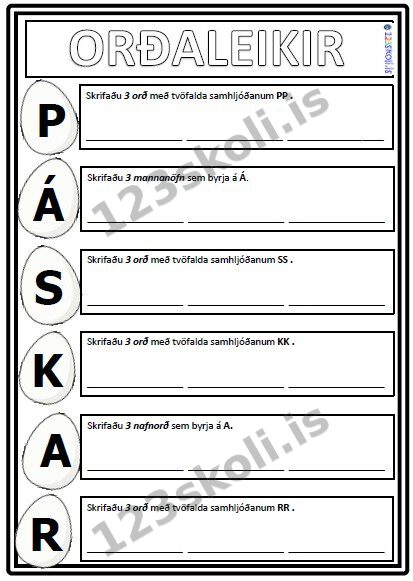 Forskoðunarmynd fyrir Páskalegur orðaleikur
