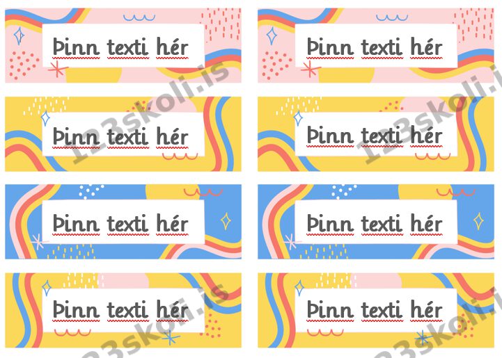 Forskoðunarmynd fyrir Regnboga merkimiðar –  Þinn texti/Tvær stærðir