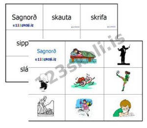 Forskoðunarmynd fyrir Sagnorðabingó 1