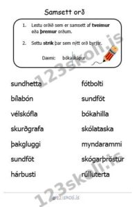 Forskoðunarmynd fyrir Samsett orð 1