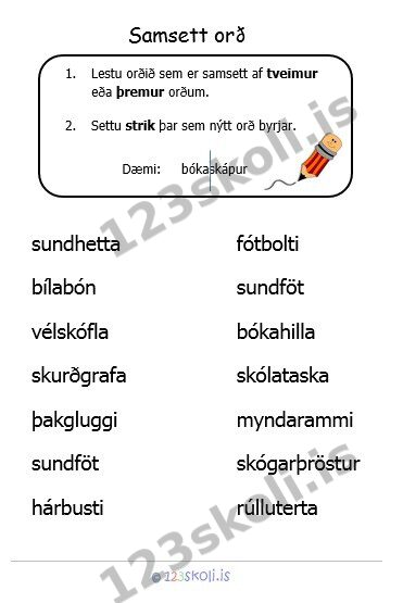 Forskoðunarmynd fyrir Samsett orð 1