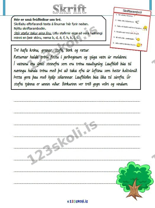 Forskoðunarmynd fyrir Skriftaræfing – Tré