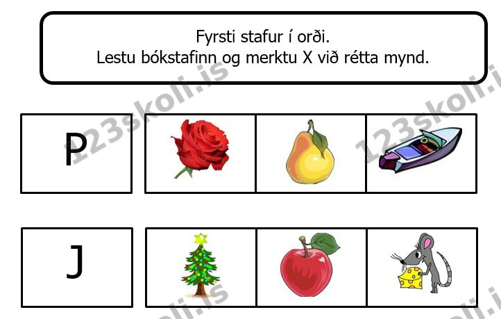 Forskoðunarmynd fyrir Stafur og mynd – P Æ J