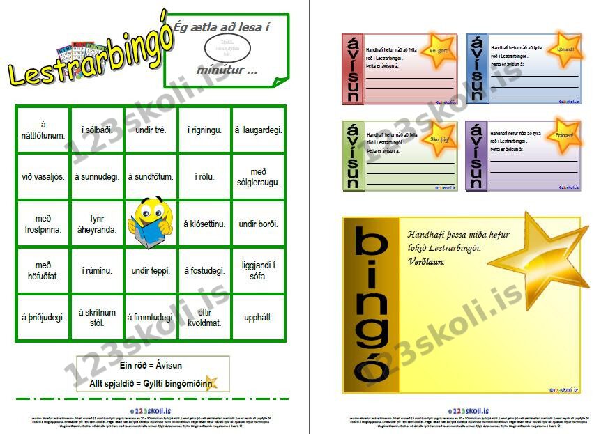 Forskoðunarmynd fyrir Sumarlestur – Lestrarbingó