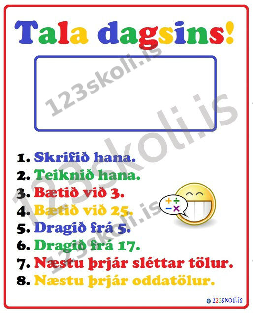 Forskoðunarmynd fyrir Tala dagsins
