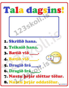 Forskoðunarmynd fyrir Tala dagsins – val kennara