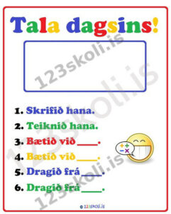 Forskoðunarmynd fyrir Tala dagsins -val kennara, yngri nemendur
