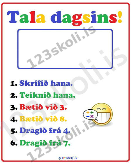 Forskoðunarmynd fyrir Tala dagsins – Yngri nemendur