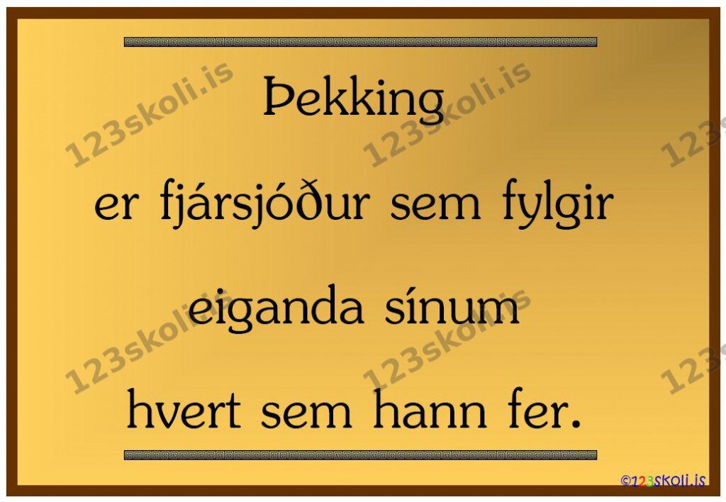 Forskoðunarmynd fyrir Þekking er fjársjóður …