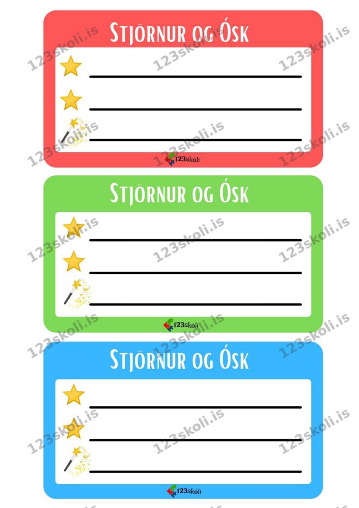 Forskoðunarmynd fyrir Tvær stjörnur og ósk – mat á verkefni / jafningjamat