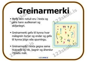 Forskoðunarmynd fyrir Um greinarmerki
