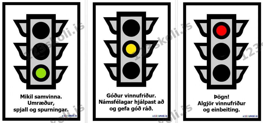 Forskoðunarmynd fyrir Umferðarljósin í skólastofunni – Vinnufriður