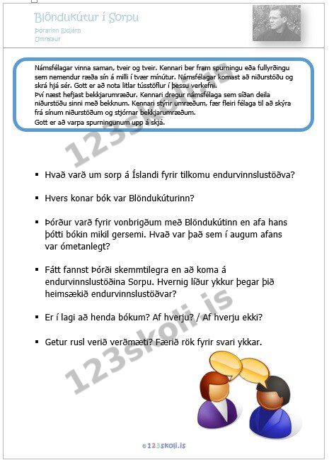 Forskoðunarmynd fyrir Umræður og vangaveltur fyrir eldri nemendur.