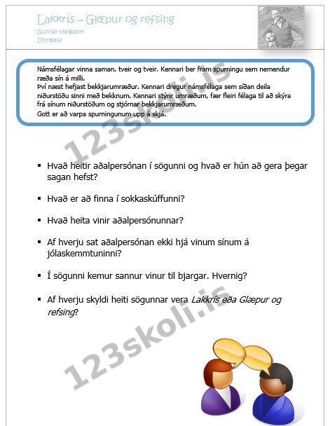 Forskoðunarmynd fyrir Umræðuspurningar fyrir yngri nemendur