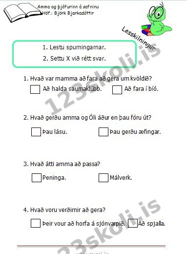 Forskoðunarmynd fyrir Verkefni við bókina Amma og þjófurinn á safninu
