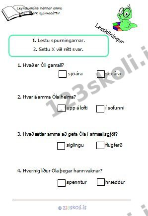 Forskoðunarmynd fyrir Verkefni við bókina Leyndarmálið hennar ömmu.