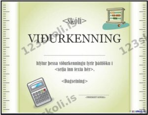 Forskoðunarmynd fyrir Viðurkenning fyrir frammistöðu í stærðfræði
