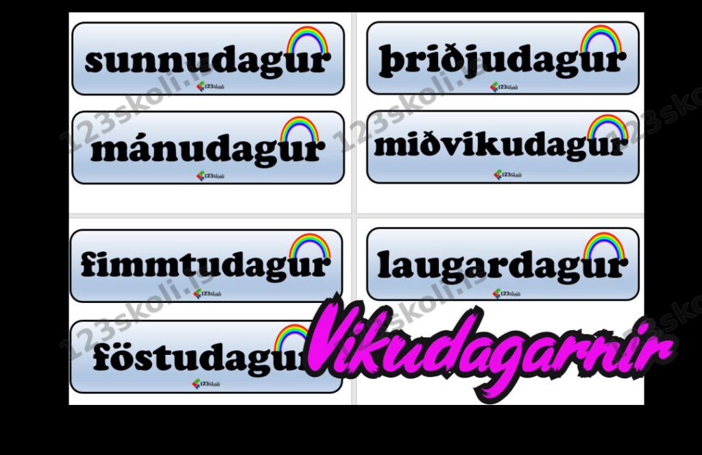Forskoðunarmynd fyrir Vikudagarnir – Sjónrænt skipulag